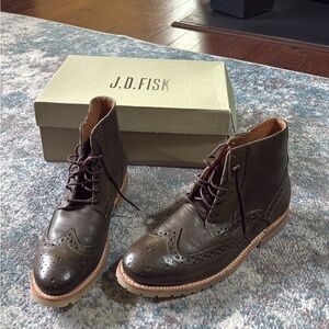 JD Fisk Classic Brown Leather Mens Boots